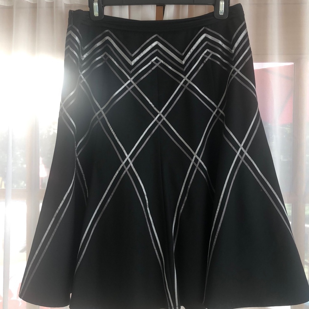 Perfect holiday skirt! Beautifully stitched knee length black &gray skirt